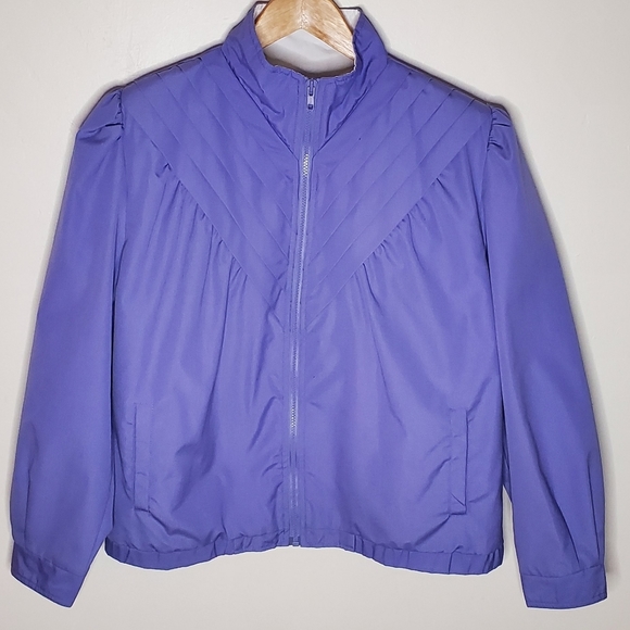Periwinkle Purple Lightweight Vintage 80s Athletic Jacket with Angular Accents - Picture 9 of 15